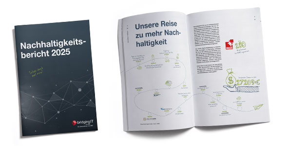 Vorschaubild zum Nachhaltigkeitsbericht der bridgingIT-Gruppe für das Jahr 2023